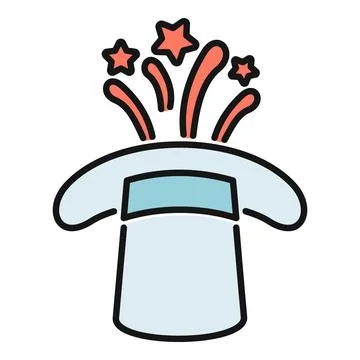 Magic top hat producing stars icon illustration Stock Illustration