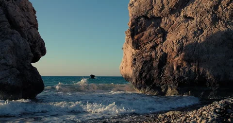 Magic top nature landscape of ocean waves at sunset. Stock Footage 275836612
