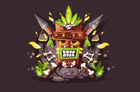 Magic totem with bones and skulls Stock Illustration