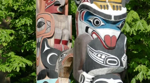 Magic Totem Pole - 06 - American Indian - Wood Carving Stock Footage 51509741