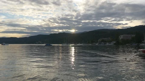 Magic tranquility of sunset lake Stock Footage 67463909