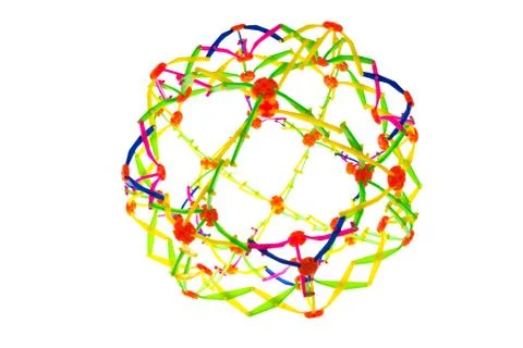 Magic transmutable big turn small ball multi-color flower shape connector int Stock Photos