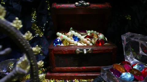 Magic treasure box in mystic cave new 2 Stock Footage 32256622
