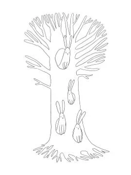 Magic Tree and hares Stock Illustration