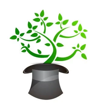 Magic tree and hat illustration design over white Stock Illustration