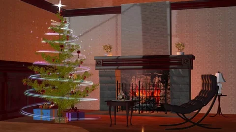 Magic tree with fireplace Stock Footage 118649223