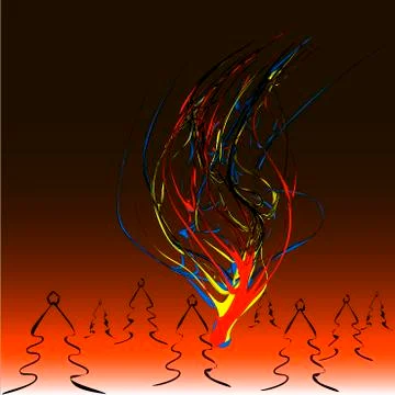 Magic tree in winter forest Stock Illustration