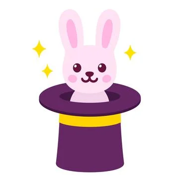 Magic trick bunny in magician's hat Stock Illustration