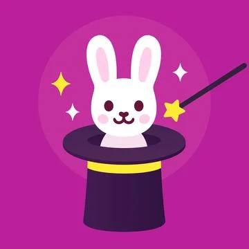 Magic trick bunny in magician's hat Stock Illustration