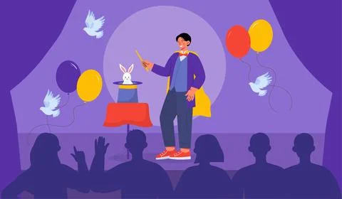 Magic trick with bunny vector Stock Illustration
