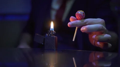 Magic Trick with Fire in Dark Room by Professional Mysterious Magician Video stock 80438216