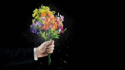 Magic Trick Flowers Appear With Flash And Sparks Stock Footage 233023225