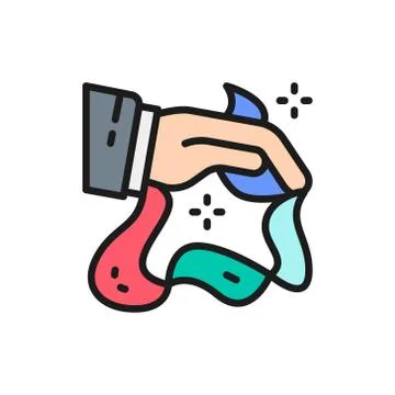 Magic trick with handkerchiefs, circus flat color line icon. Illustration
