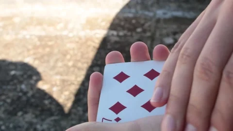 Magic trick with playing cards Stock Footage 142276811