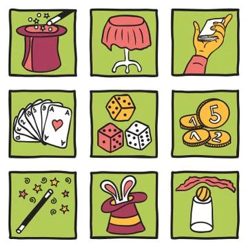 Magic tricks collection Stock Illustration