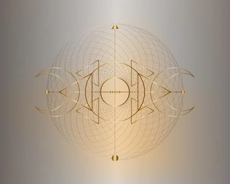 Magic Triple Moon. Gold symbol of the Viking deity, Celtic Sacred Geometry Stock Illustration