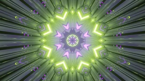 Magic tunnel with gleaming geometric pattern 4K UHD 3d illustration Stock Illustration