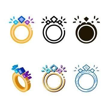 Magic types ring icon vector outline Stock Illustration