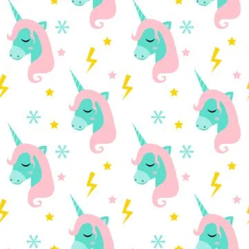 Magic Unicorn seamless pattern. Modern fairytale endless textures, magical .. Stock Illustration