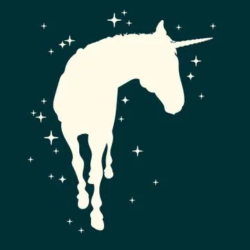 Magic unicorn silhouette. Vector illustration. Stock Illustration