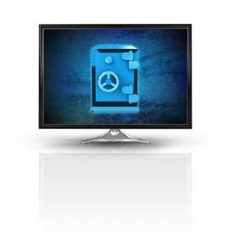 Magic vault on blue new modern screen isolated on white illustration Stock Illustration