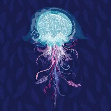 Magic Vector Jellyfish Illustration Stock Illustration