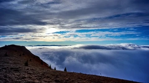 Magic View of Misty Clouds Motion in Alps Mountains Landscape at morning ,Time Stock-Footage 295763617