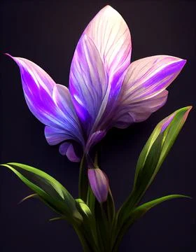 Magic violet, African Lily close-up with a blurred on the dark background. Stock Illustration