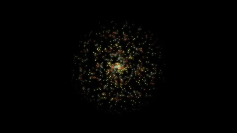 Magic vortex composed of small multicolored blurry lights on black background Stock Footage 102381887