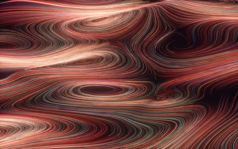 Magic vortex lines, fantasy wave pattern, 3d rendering. イラスト素材