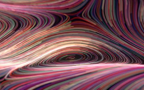 Magic vortex lines, fantasy wave pattern, 3d rendering. Illustrazione stock