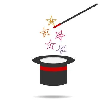 Magic wand and hat Stock Illustration