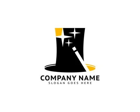 Magic wand and hat logo template design Ilustração Stock