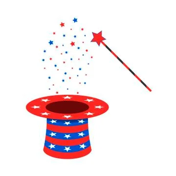 Magic wand and hat. Vector illustration Stock Illustration