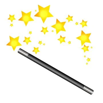 Magic wand and stars, vector illustration. Stock Illustration