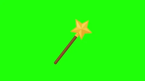 Magic wand animated sparkling star wizard stick fairy tale in 4k green scre.. Stock Footage 342539537