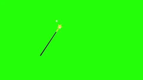 Magic wand, animated wand and magic hat blink magic trick 4k looping green .. Stock Footage 318567310