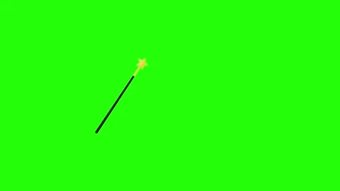 Magic wand, animated wand and magic hat blink magic trick 4k looping green .. Stock-Footage 318567321