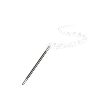 Magic wand in black and silver design with stream of silver stars Stock Illustration