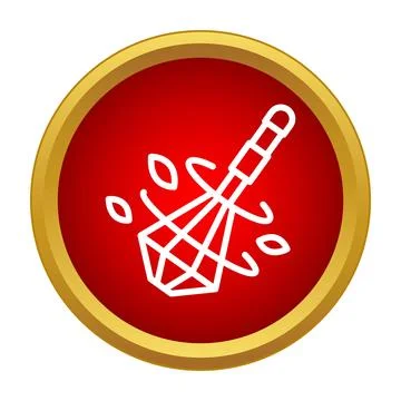 Magic wand casting spell in red circle icon Stock Illustration
