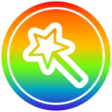 Magic wand circular in rainbow spectrum Ilustração Stock