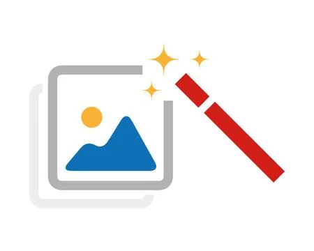 Magic wand that edits photos via artificial intelligence Stock Illustration