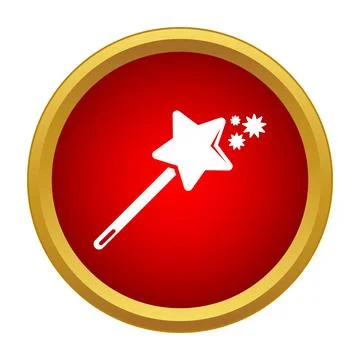 Magic wand generating sparkles in red circle frame Stock Illustration