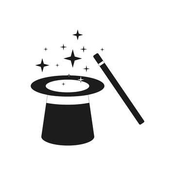 Magic wand hat icon isolated on white background Stock Illustration