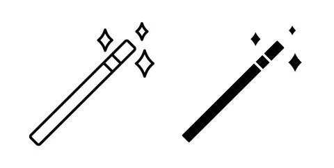 Magic wand icon in black and white. vector icon pack for websites Stock Illustration