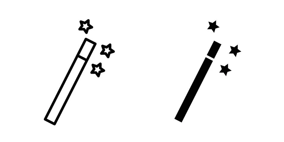 Magic wand icon black vector isolated on white Stock Illustration