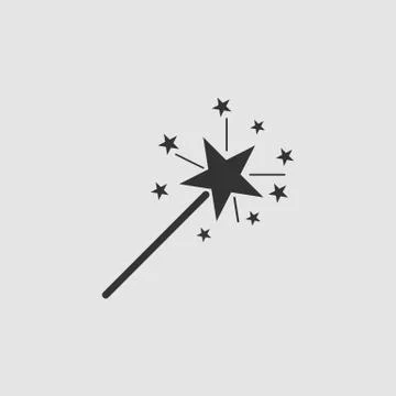 Magic wand icon flat Stock Illustration