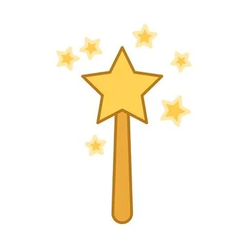 Magic wand icon in flat style. Fairy golden rod vector illustration on isol.. Stock Illustration