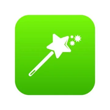 Magic wand icon green vector Stock Illustration