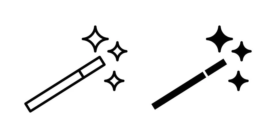 Magic wand icon. Outline, flat icons Stock Illustration